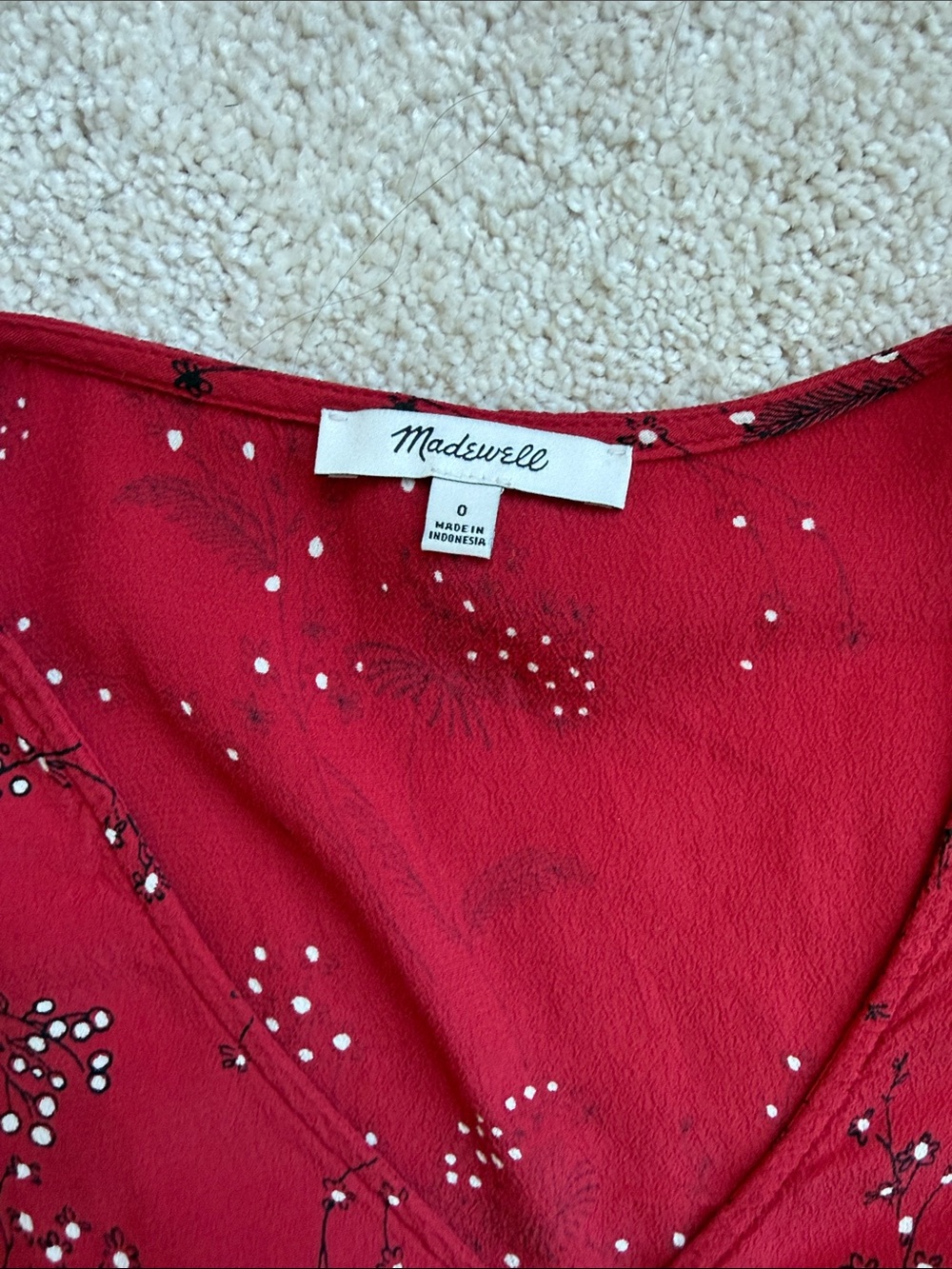 Madewell Raspberry Floral Ruched Button-Front Blouse - Picture 2 of 4